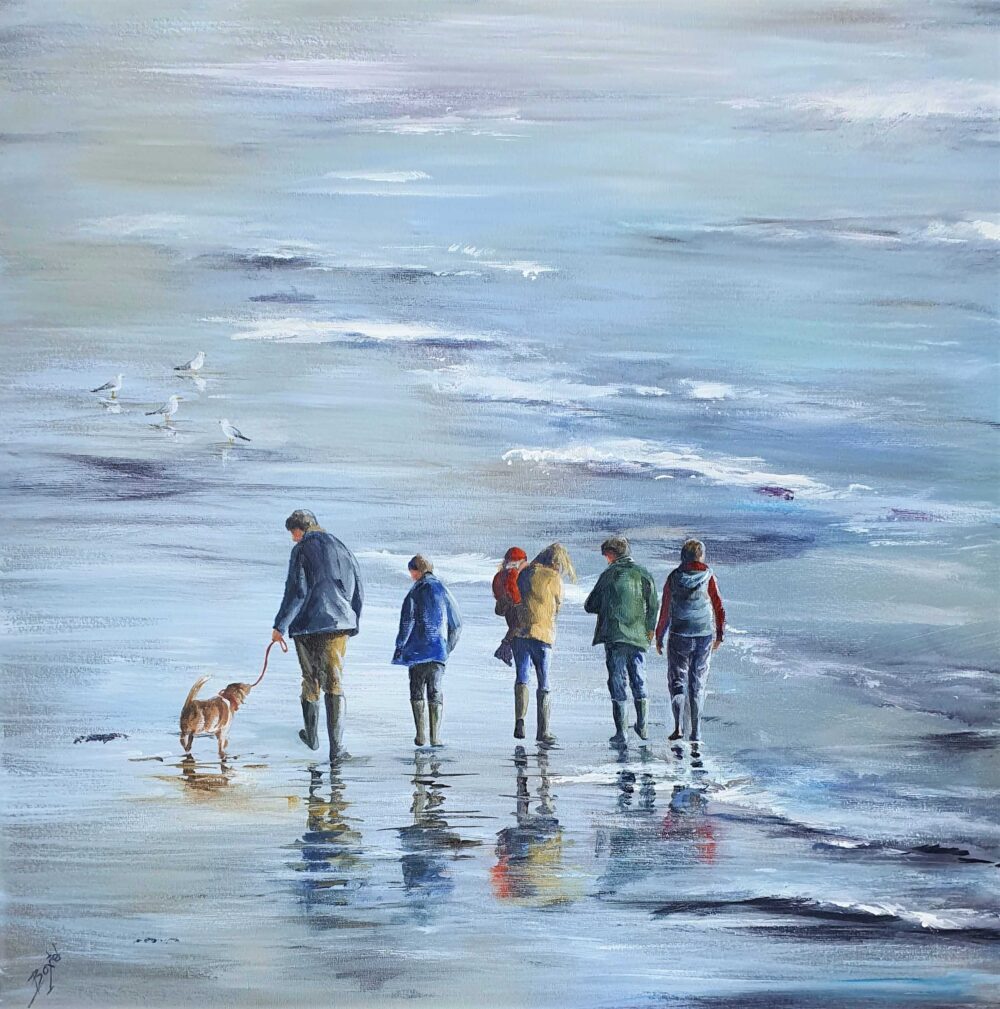 Schilderij strandwandeling
