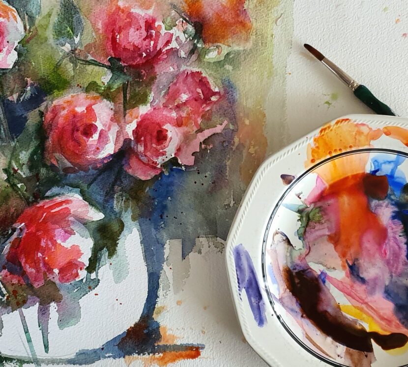aquarel-rozen